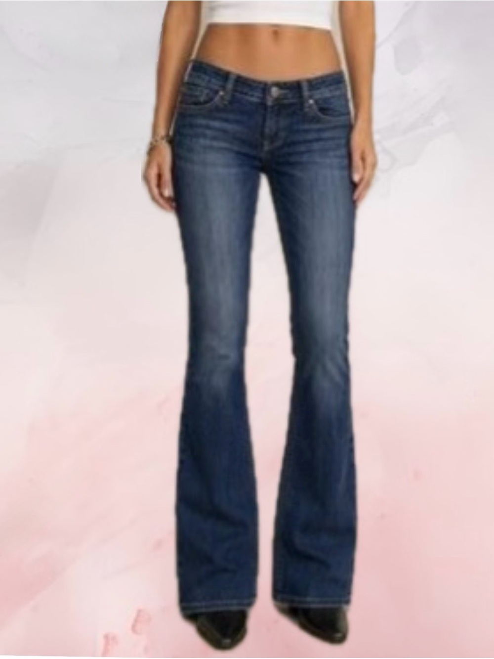 EXPRESS Y2K 2000’s Stella Low Rise Boot Cut Vintage Washed Denim Blue Jeans Sz 8